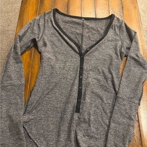 lululemon athletica Gray Long Sleeve Henley Sweater